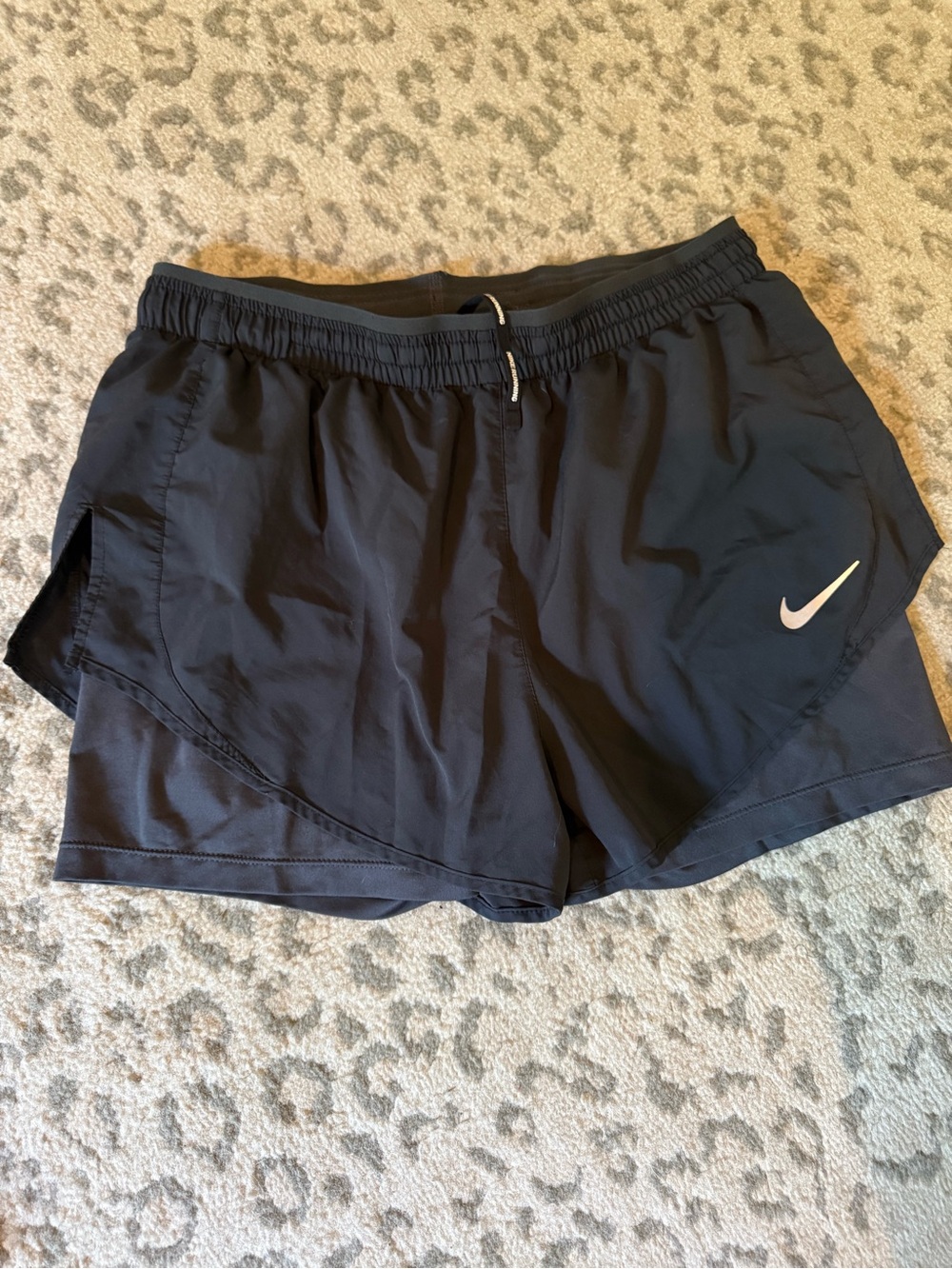 Nike Women's Black Athletic Shorts with White Swoosh